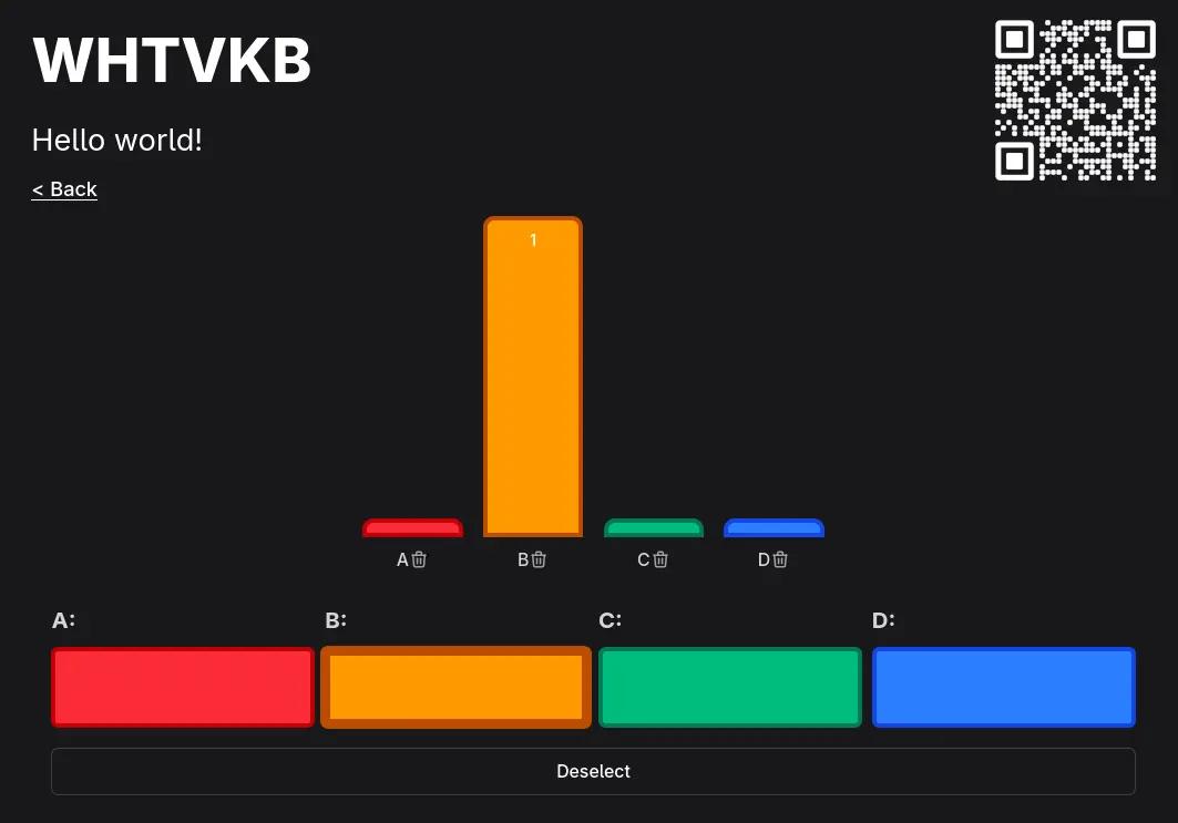 Live poll and vote selection after creating a room